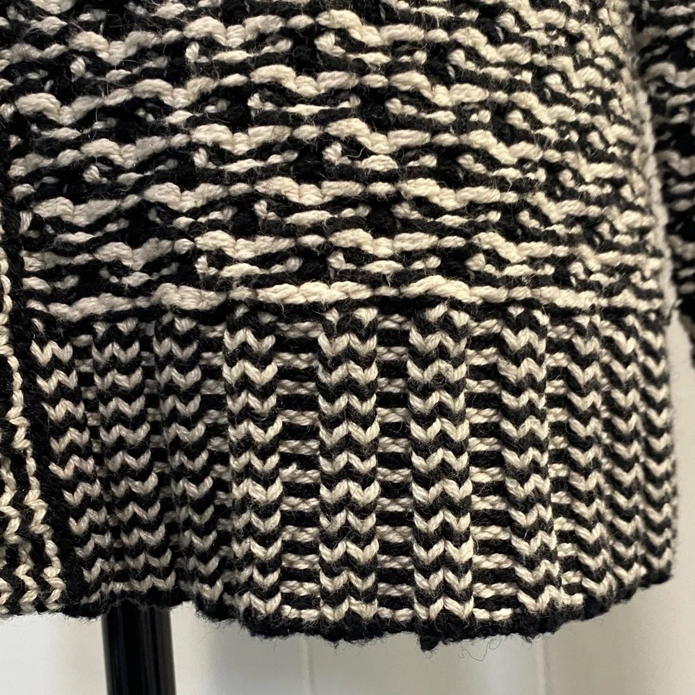 Talbots Cardigan | Open Front | Black White Textured Knit | Size S - Picture 6 of 11